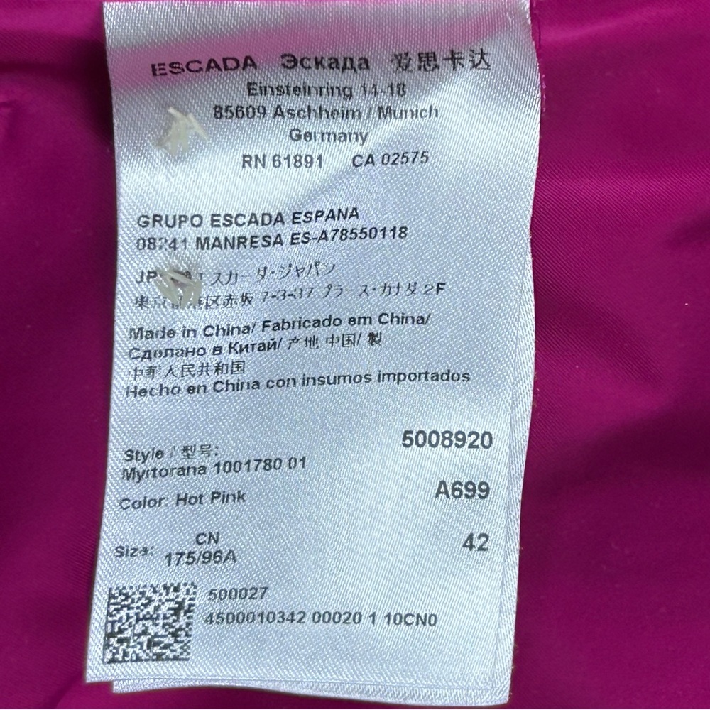 Escada Windbreaker Jacket Size 10 Convertible Collar Lightweight Rain Coat Pink - Picture 16 of 16
